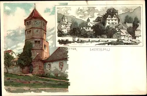 Künstler Litho Mutter, K., Hirsau Calw im Schwarzwald, Turm, Teilansicht