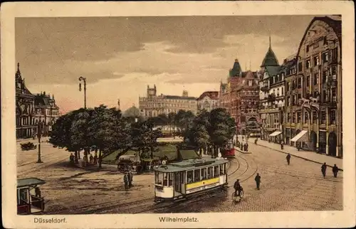 Ak Düsseldorf am Rhein, Wilhelmplatz, Straßenbahn