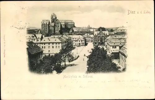 Ak Diez an der Lahn, Marktplatz mit Schloss