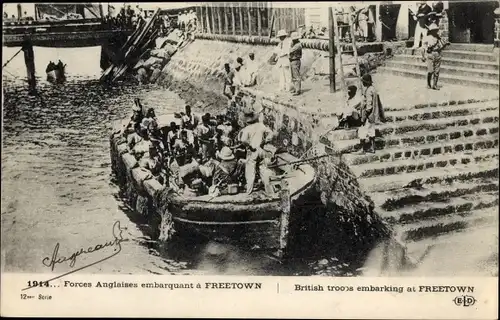 Ak Freetown Sierra Leone, british troops embarking, 1914