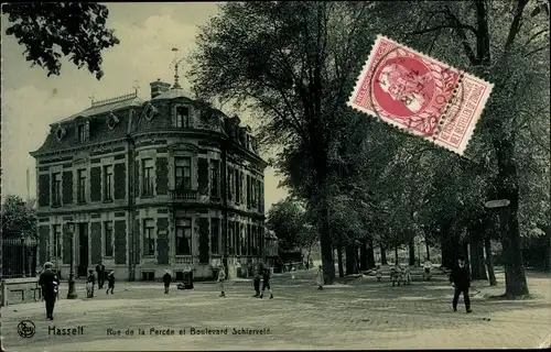 Ak Hasselt Flandern Limburg, Rue de la Percee et Boulevard Schierveld