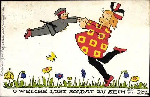 Künstler Ak Heckel, Dora, O welche Lust Soldat zu sein