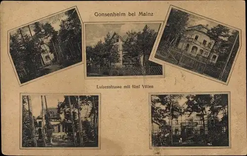 Ak Gonsenheim Mainz in Rheinland Pfalz, Luisenstraße mit fünf Villen