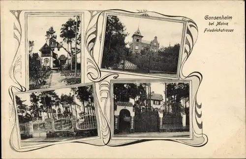 Jugendstil Ak Gonsenheim Mainz Rheinland Pfalz, Friedrichstraße, Villen