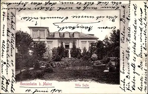 Ak Gonsenheim Mainz am Rhein, Villa Sofie