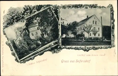 Ak Seifersdorf Wachau Sachsen, Schloss, Gasthof zum treuen Hund