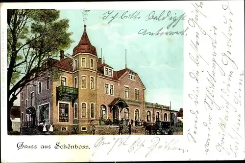 Ak Dresden Langebrück Schönborn, Gasthaus, Kutsche