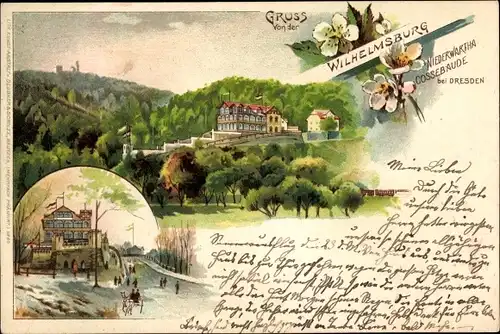 Litho Dresden West Mobschatz, Liebeneck und Cossebaude, Wilhelmsburg