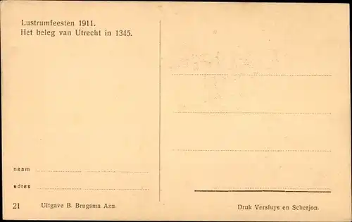 Ak Utrecht Niederlande, Lustrumfeesten 1911, Gerard de Florenville