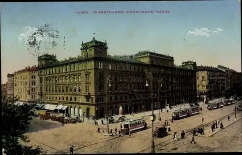 Ak Wien 1 Innere Stadt, Ringstraße, Kärntnerstraße, Straßenbahnen