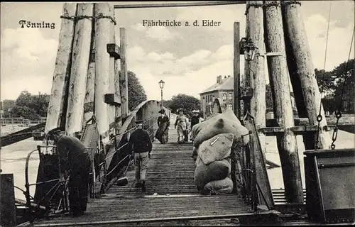 Ak Tönning an der Eider Nordfriesland, Fährbrücke an der Elder