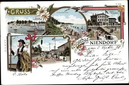 Litho Niendorf Timmendorfer Strand Ostholstein, Hotel Belvedere, Fischer