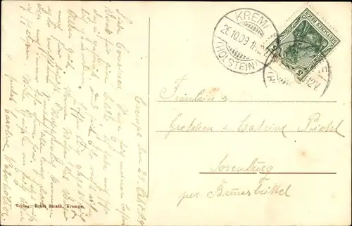 Mondschein Ak Krempe in Holstein, Ortsansicht, Winterszene