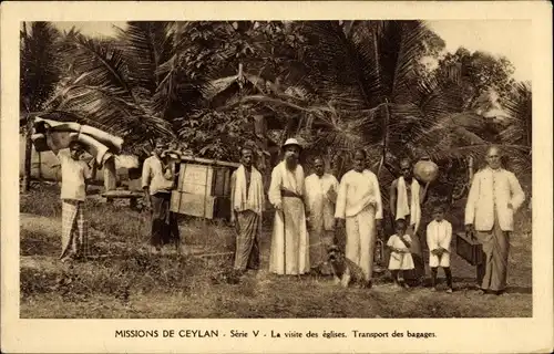 Ak Ceylon Sri Lanka, La visite des eglises, Transport des bagages