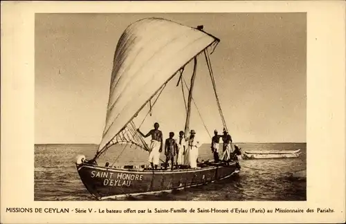 Ak Missions de Ceylan, Le bateau offert par la Sainte Famille de Saint Honoré d'Eylau, Armenmission