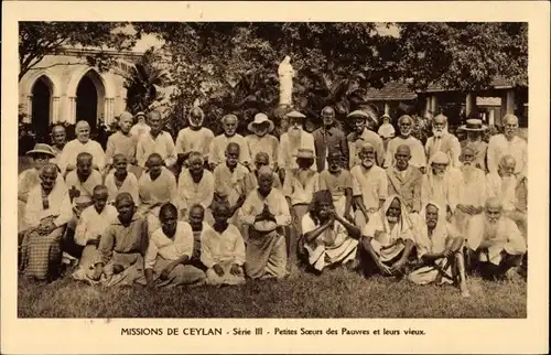 Ak Ceylon Sri Lanka, Petites Soeurs des Pauvres et leurs vieux