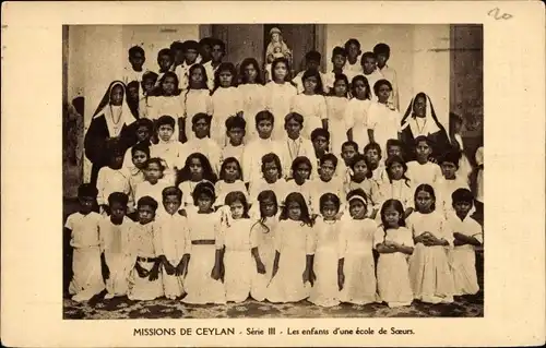 Ak Ceylon Sri Lanka, Les enfants d'une ecole de Soeurs