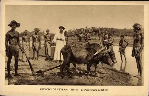 Ak Ceylon Sri Lanka, Le Missionnaire au labour