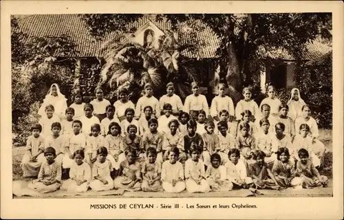 Ak Ceylon Sri Lanka, Missions de Ceylan, Les Soeurs et leurs Orphelines