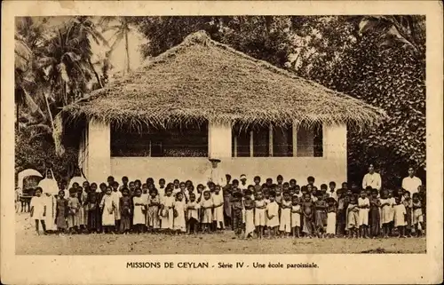 Ak Ceylon Sri Lanka, Missions de Ceylan, Une ecole paroissiale