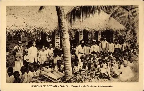 Ak Ceylon Sri Lanka, Missions de Ceylan, L'inspection de l'ecole par le Missionnaire