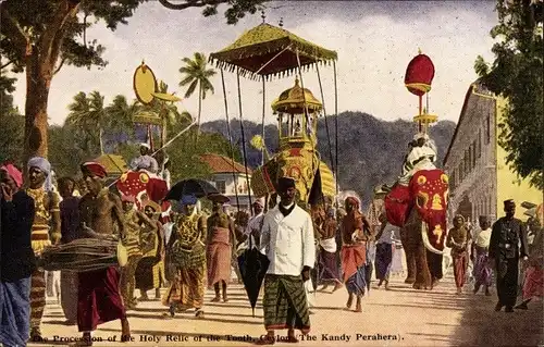 Ak Kandy Ceylon Sri Lanka, The Procession of the Holy Relic of the Tooth, Esala Perahera, Elefanten