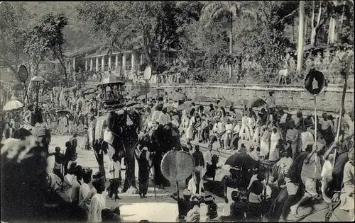 Ak Kandy Perahara Sri Lanka, Parade mit Elefanten
