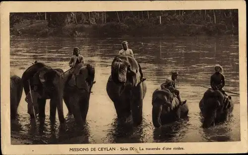 Ak Ceylon Sri Lanka, Missions de Ceylan, La traversée d'une riviere