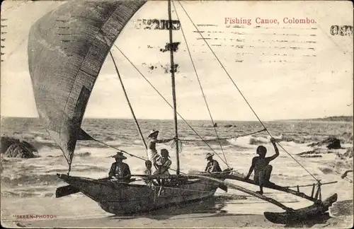 Ak Colombo Ceylon Sri Lanka, Fishing Canoe