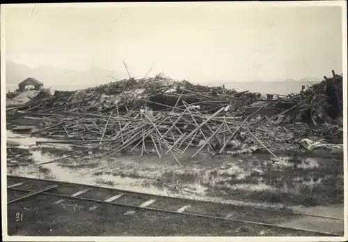 Foto Hongkong China, Trümmer eines Gebäudes, Sturmschäden