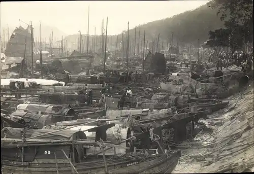Foto Hongkong China, Hausboote im Hafen