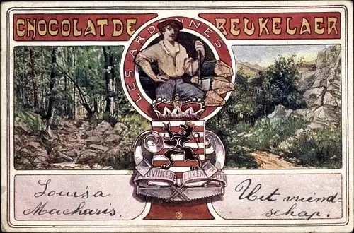 Wappen Litho Les Ardennes, Province de Luxemburg, Chocolat de Beukelaer, Reklame