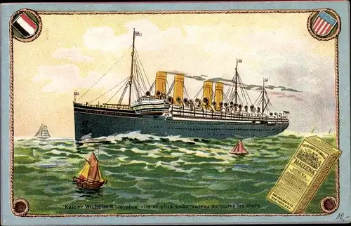 Ak Dampfer Kaiser Wilhelm II, Norddeutscher Lloyd, Reklame, Maizena