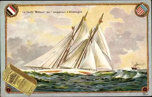 Ak Deutsches Kriegsschiff, SM Yacht Meteor, Reklame, Maizena