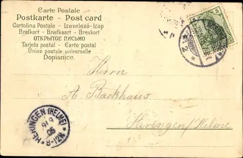 Präge Litho Paar in einem Automobil, Amor