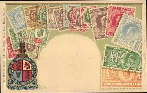 Briefmarken Wappen Litho Großbritannien, Shilling, pound