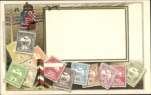 Briefmarken Wappen Litho Ungarn, Magyar Posta