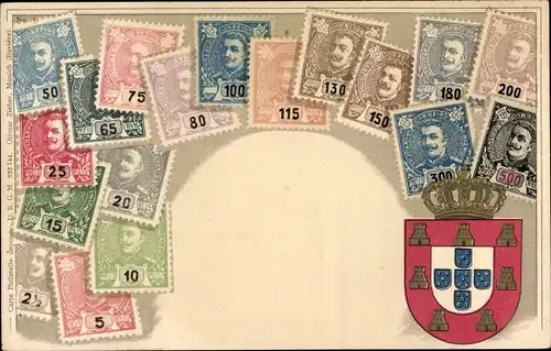 Briefmarken Wappen Litho Portugal, Reis