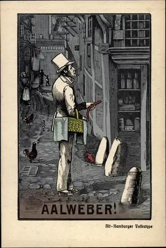 Künstler Ak Hamburg, Aalweber, Alt Hamburger Volkstype