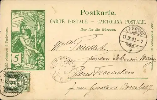 Ak Schweiz, Jubile de l'Union Postale Universelle 1875-1900