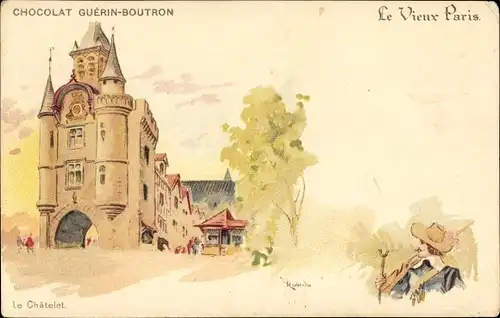 Künstler Litho Robida, Le Vieux Paris, Le Chatelet, Chocolat Guerin-Boutron