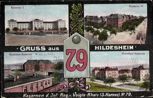 Ak Hildesheim in Niedersachsen, Inf. Reg. von Voigts Rhetz, Nr.79 Waterloo Kaserne, Baracken Kaserne