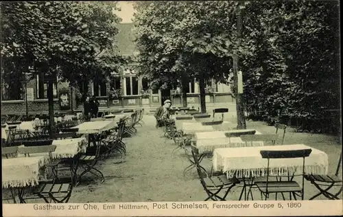 Ak Hamburg Eimsbüttel Schnelsen, Gasthaus zur Ohe, Bes. Emil Hüttmann, Außenansicht, Terrasse