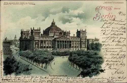 Halt gegen das Licht Litho Berlin Mitte, Reichstagsgebäude, Meteor