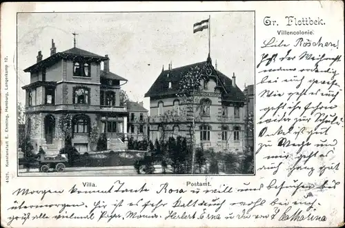Ak Hamburg Altona Groß Flottbek, Villenkolonie, Postamt