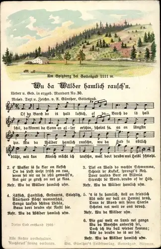 Lied Ak Günther, Anton, Wu da Wälder hamlich rausch'n, Spitzberg, Mundart Nr 30