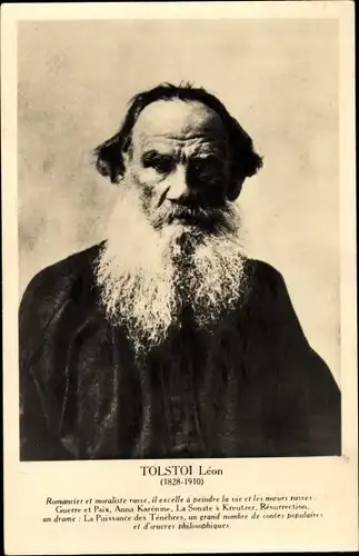 Ak Russischer Schriftsteller Lew Nikolajewitsch Tolstoi, Portrait