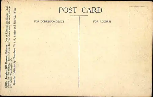 Ak London, Old Houses, Holborn