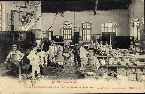 Ak La Vie Militaire, les cuisinieres, französische Soldaten, Küche, Köche