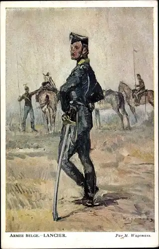 Künstler Ak Wagemans, M., Armee Belge, Lancier, belgischer Soldat in Uniform